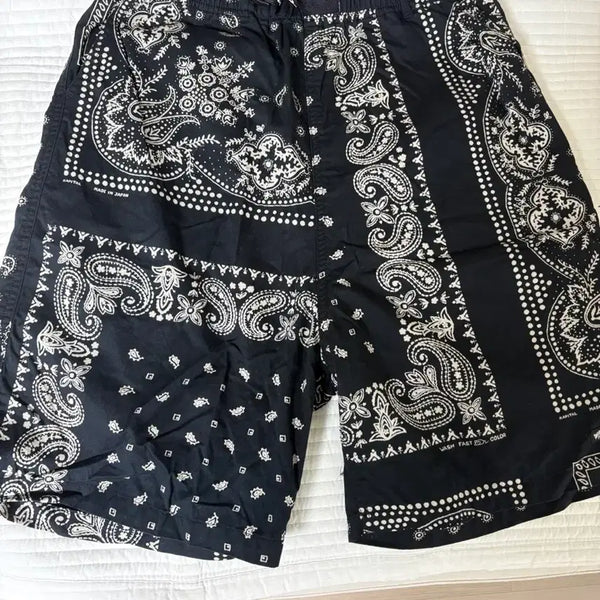 [BUNJANG] Kapital Bandana Patchwork Easy Shorts Black / [3사이즈] 캐피탈 반다나 패치워크 이지 쇼츠 블랙 반바지