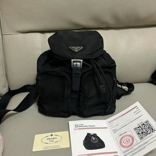 [BUNJANG] Prada Pocono Nylon Two-Pocket Backpack Small Black / 프라다 포코노 나일론 투포켓 백팩 스몰 블랙