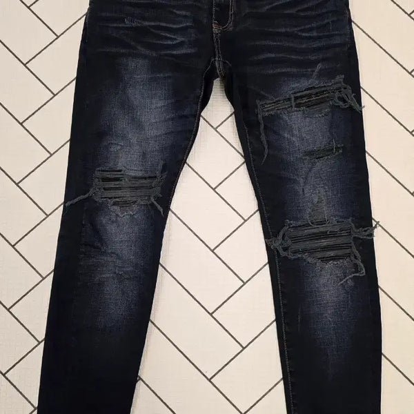 [BUNJANG] AMIRI Distressed Leather Patch Jeans Size 32 / AMIRI 아미리 디스트로이드 가죽패치 청바지  싸이즈 32.