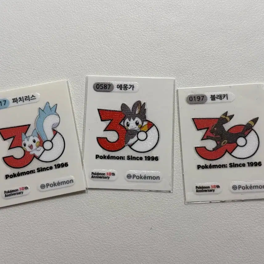 [BUNJANG] Pokemon 30th Anniversary - Pachirisu, Emolga, Umbreon Sticker Set / 포켓몬 30주년 기념 파치리스 에몽가 블래키 띠부씰