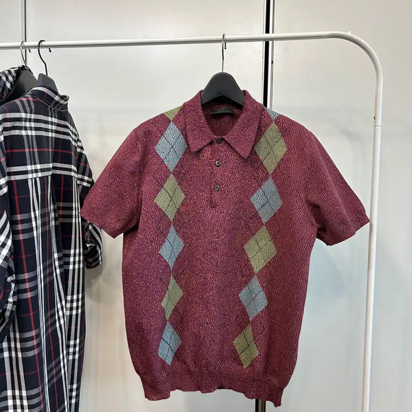 [BUNJANG] Prada Argyle Short-Sleeve Polo Shirt / 프라다 아가일 반팔 폴로