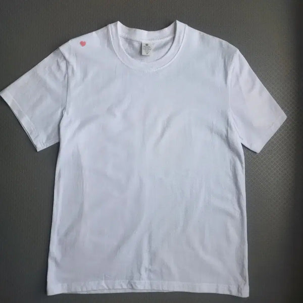 [BUNJANG] Handmade Watercolor Heart T-Shirt / [새상품] 핸드메이드 수채화 하트 반팔티. 화이트티. 위치 랜덤 1of