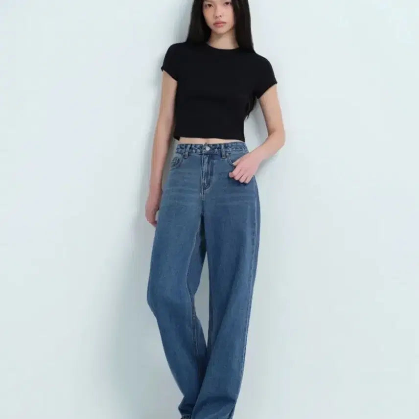 [BUNJANG] Musinsa Standard Women's Low Rise Wide Denim Pants Medium Indigo / 무신사 스탠다드 우먼 우먼즈 로 라이즈 와이드 데님 팬츠 미디엄 인디고