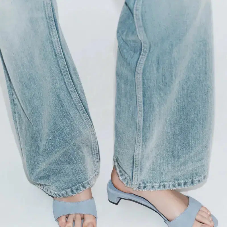 [BUNJANG] ZARA Suede Heeled Sandals Blue (235) / (택O) (새상품) 자라 ZARA 스웨이드 힐 샌들 (235)