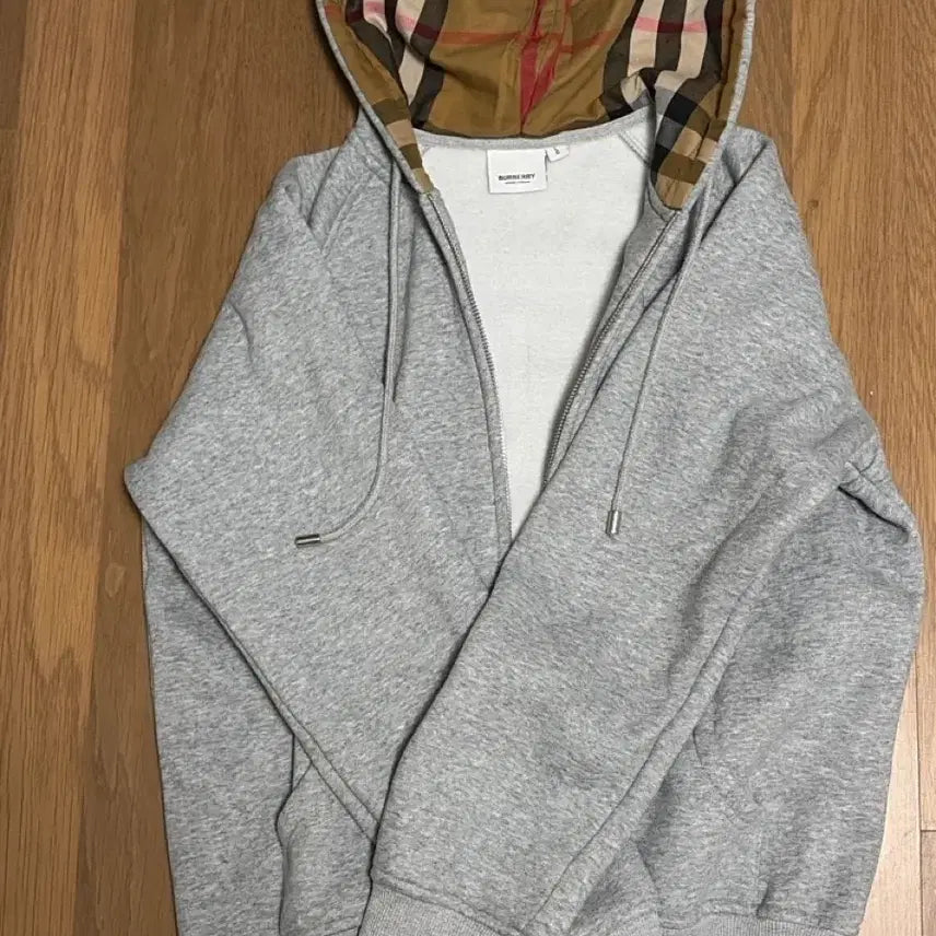 [BUNJANG] Burberry Signature Check Lined Grey Hoodie Zip-Up / 버버리후드집업