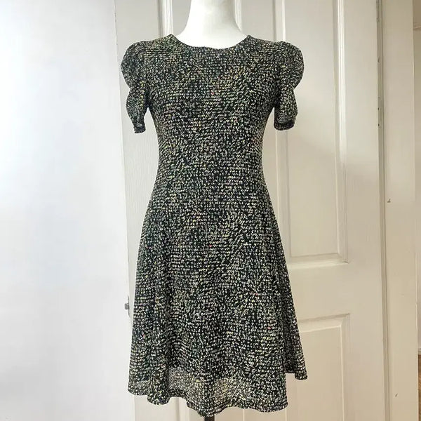 [BUNJANG] Plastic Island Puff Sleeve Pattern Flare Dress S / 플라스틱아일랜드 퍼프 반팔 패턴 여름 플레어 원피스 s