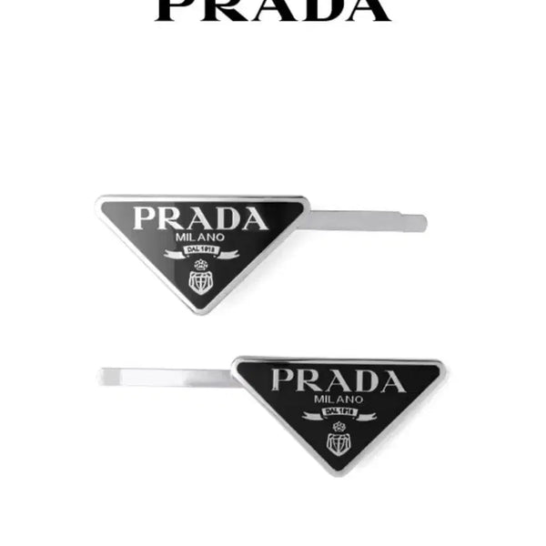 [BUNJANG] PRADA Triangle Logo Metal Hairpin / PRADA 트라이앵글 로고 메탈 헤어핀
