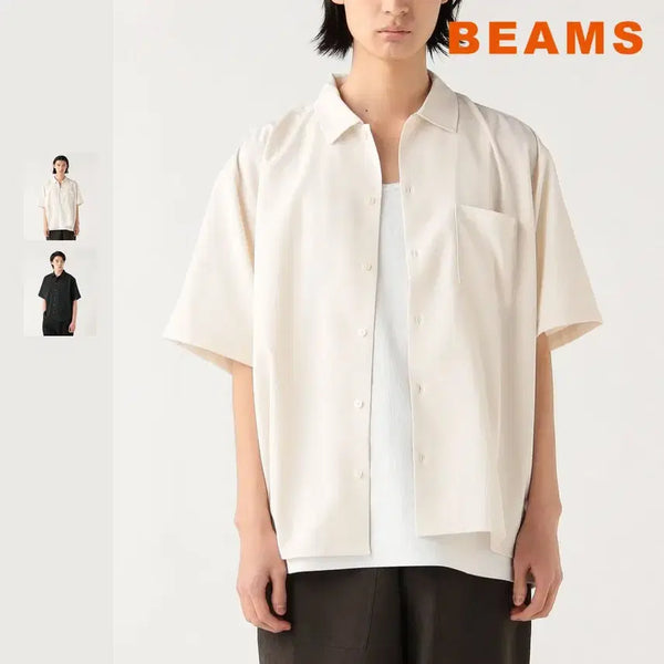 [BUNJANG] BEAMS HEART Linen Blend Short Sleeve Shirt / 빔즈 하트 마혼방 반팔 셔츠
