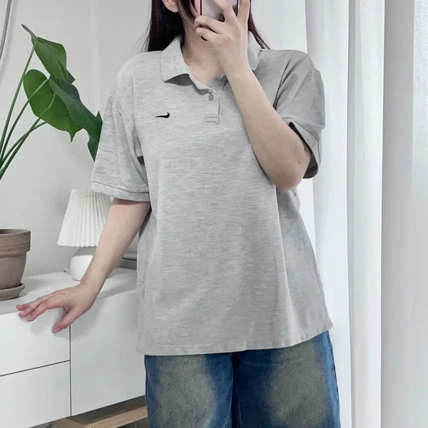 [BUNJANG] Nike Grey Swoosh Short Sleeve Polo T-Shirt L / 나이키 그레이 스우스 반팔카라티 [ L ]