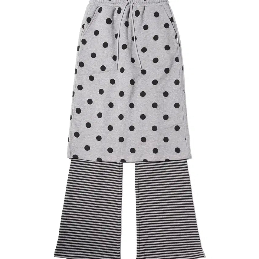 [BUNJANG] Youhee Petite Pattern Layered Skirt Pants - Melange Grey (S) / {정가 8.9 새상품} 유희 패턴 레이어드 스커트 팬츠 S