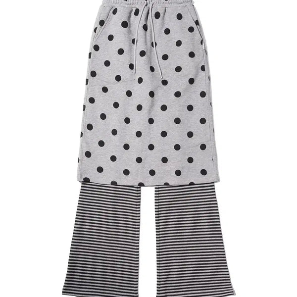 [BUNJANG] Youhee Petite Pattern Layered Skirt Pants - Melange Grey (S) / {정가 8.9 새상품} 유희 패턴 레이어드 스커트 팬츠 S
