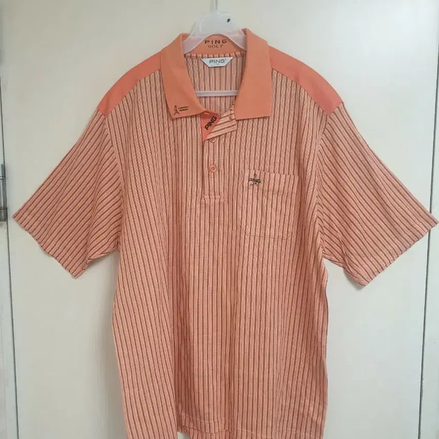 [BUNJANG] PING Golf Wear Striped Short-Sleeve Polo T-Shirt Size 105 / PING 골프웨어 스트라이프 반팔 카라티 105