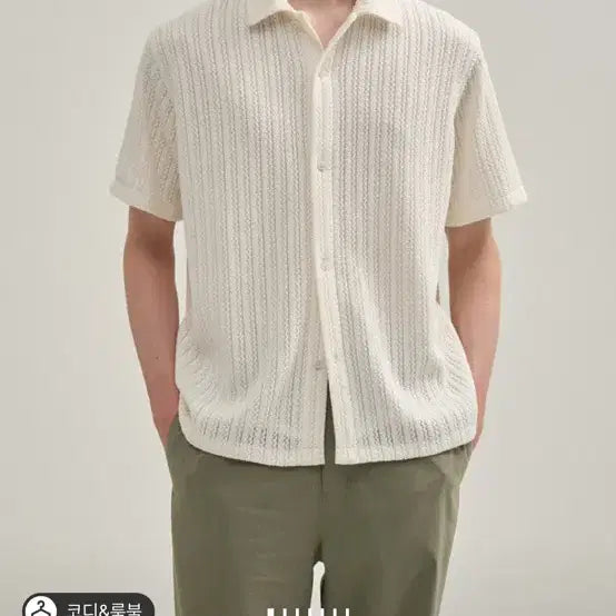 [BUNJANG] Time Homme Linen Blend Textured Half Sleeve Shirt / 타임옴므 셔츠