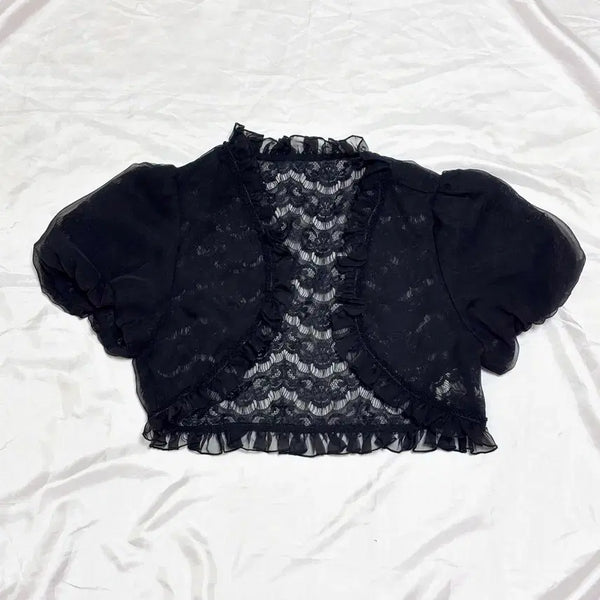 [BUNJANG] Vintage Gothic See-through Lace Bolero / 빈티지 공겜여주 고스 펑크 시스루 레이스 볼레로