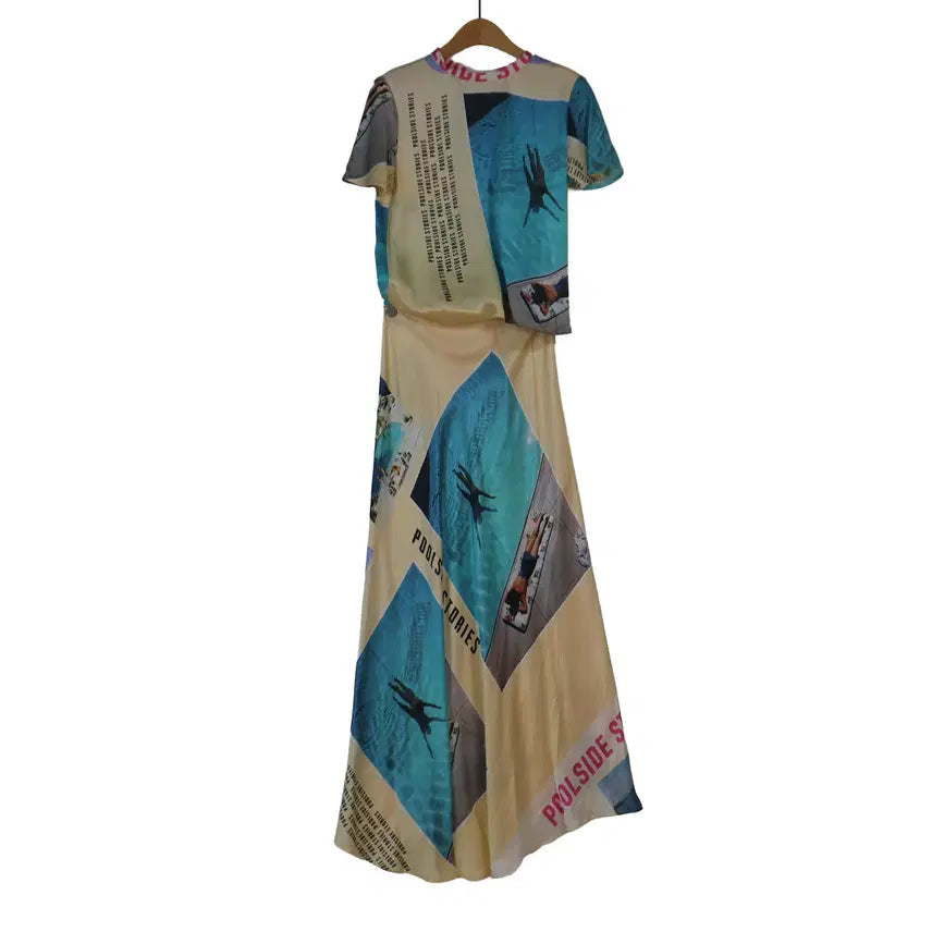 [BUNJANG] Maje 36 Photo Print Short Sleeve Maxi Dress / maje 마쥬 36 프린트 롱원피스 반팔 맥시원피스