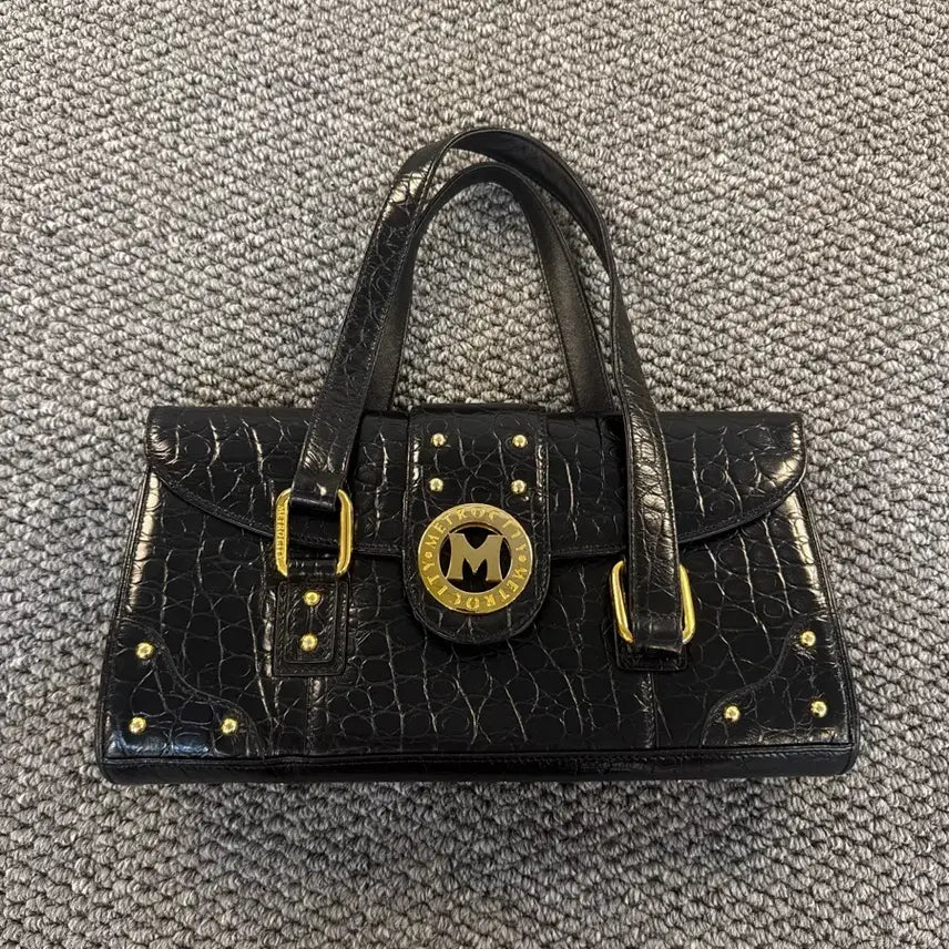 [BUNJANG] METROCITY Crocodile Embossed Tote Bag Black / METROCITY 악어무늬 토트백 검정