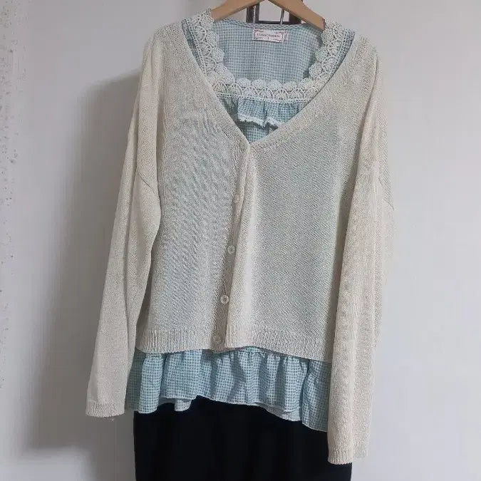 [BUNJANG] Oatmeal Oversized Knit Cardigan / 오버핏 오트밀 니트 가디건 88~99