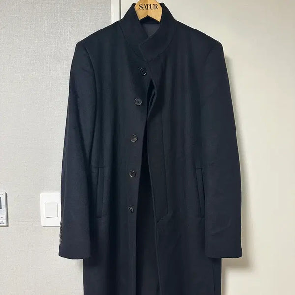 [BUNJANG] MAMAGARI Stand Collar Single Coat Black / [48] 마마가리 스탠드 카라 싱글 코트 블랙