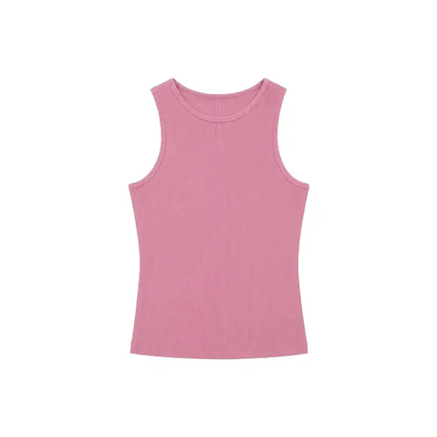 [BUNJANG] LEUNI Rib Sleeveless Top - Pink / 리유니 슬리브리스 탑 (새상품)