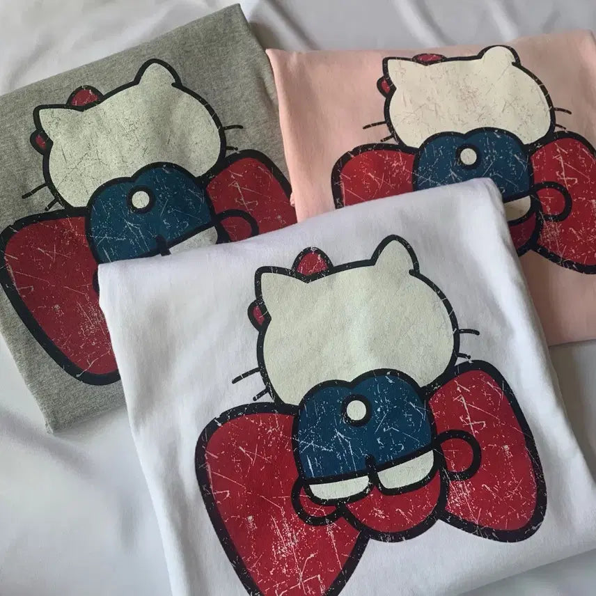 [BUNJANG] Vintage Kitty Printed Oversized T-Shirt / 빈티지 키티 프린팅 오버핏 반팔티