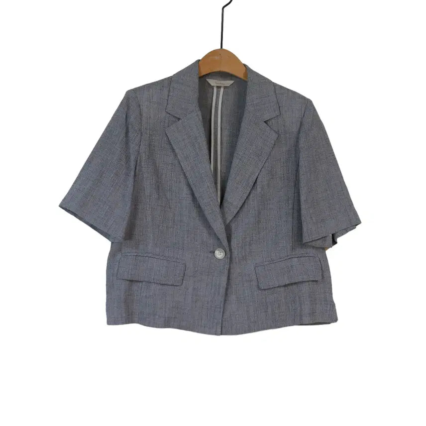 [BUNJANG] THE IZZAT Grey Short-Sleeve Cropped Blazer / THE IZZAT 그레이 반팔 자켓 55 오피스룩 여성 자켓