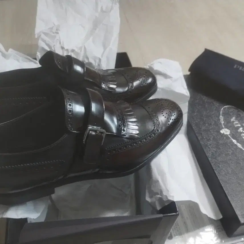[BUNJANG] Prada Double Monk Strap Wingtip Shoes Brown / 프라다 더블몽크스트랩 슈즈 윙팁 브라운