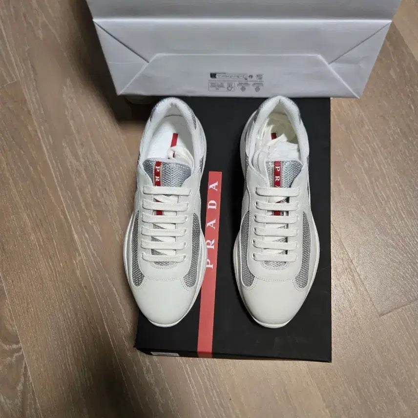 [BUNJANG] Prada 4E3400 Leather & Mesh Sneakers UK 6.5 / 프라다4E3400