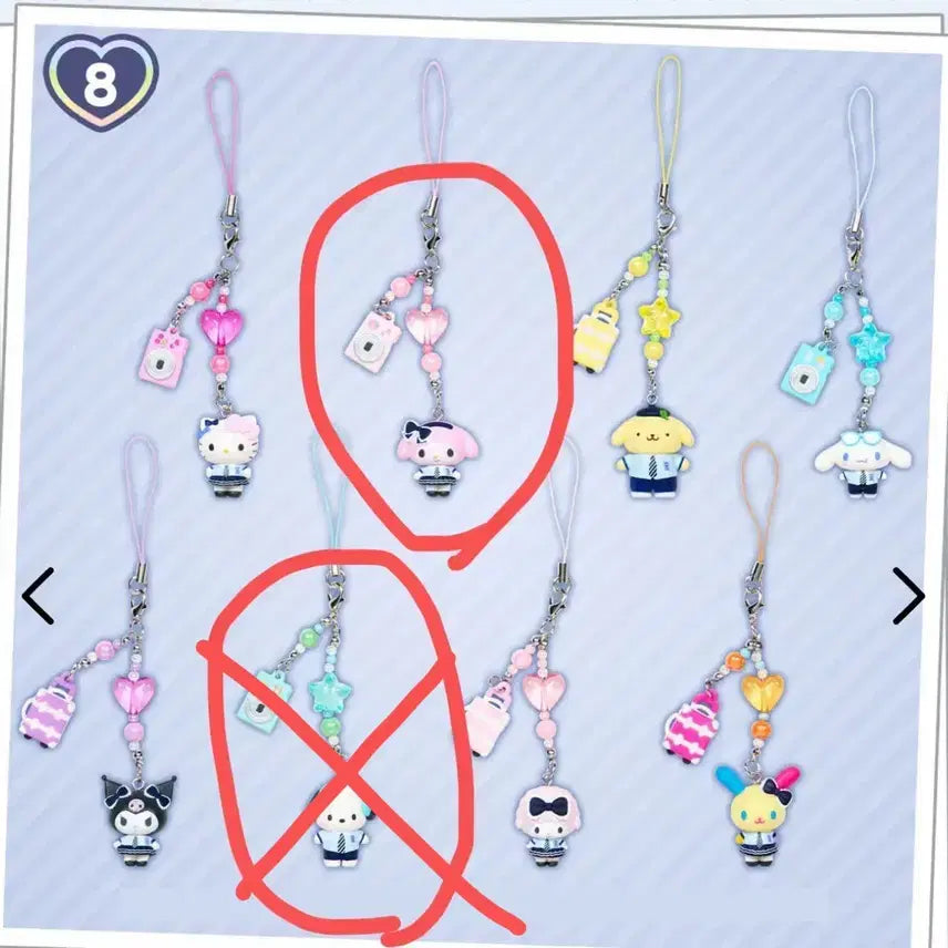[BUNJANG] Sanrio Kirameki Sparkling Travel Secret Random Strap / 산리오 키라메키 반짝반짝 여행 시크릿 랜덤 스트랩 새상품