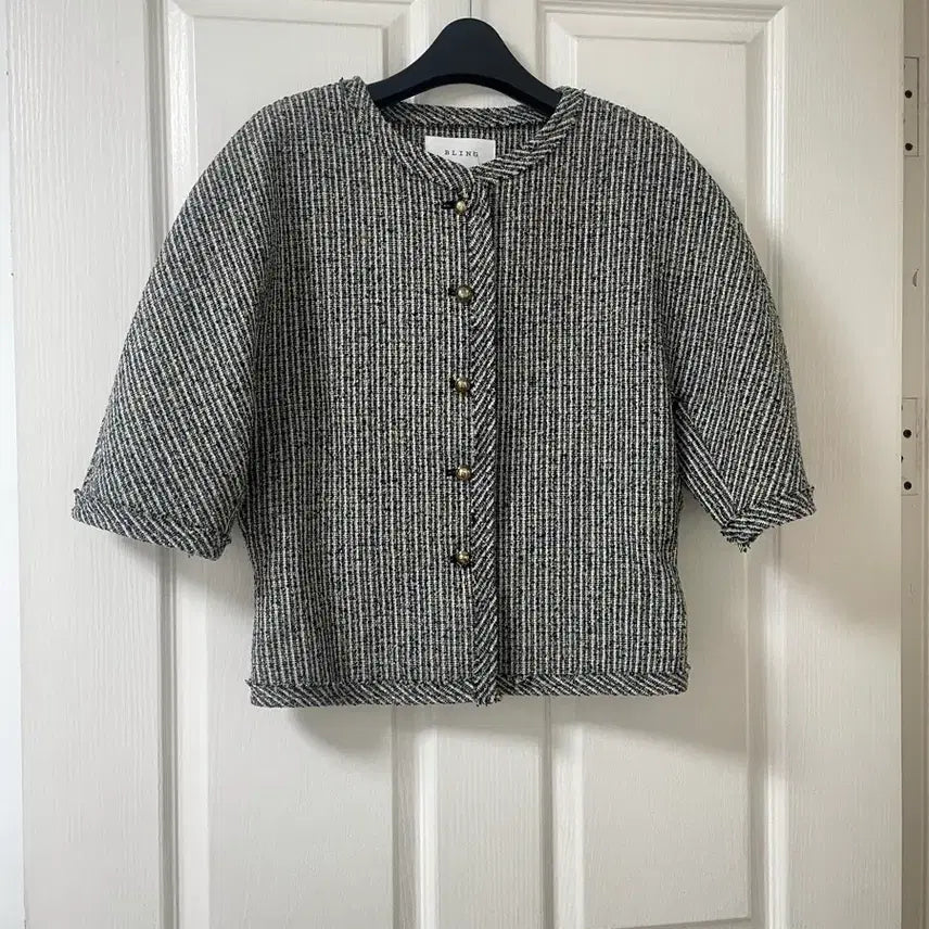 [BUNJANG] Tweed Short Sleeve Balloon Jacket / 벌룬 트위드 반팔 자켓 free ~ 통통66