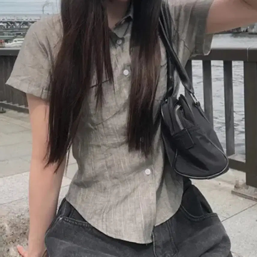[BUNJANG] Any One More Name Pocket Short Sleeve Shirt / 에이블리 애니원모어 네임 포켓 반팔 셔츠