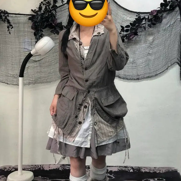 [BUNJANG] ETTO Vintage Brown Coordi One-Piece Skirt / 에토 빈티지 브라운 코디 원피스 스커트