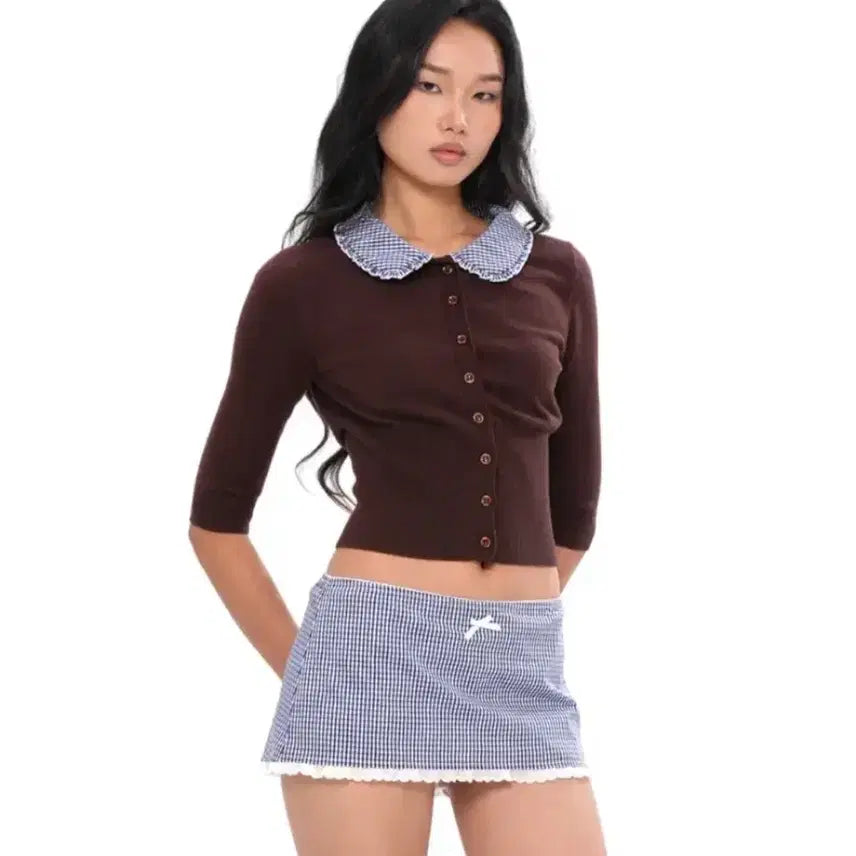 [BUNJANG] SWEETCHILLING Farm Check Patchwork Cardigan / 스위트칠링 스타일 팜 체크 패치 워크 가디건 SWEETCHILLING