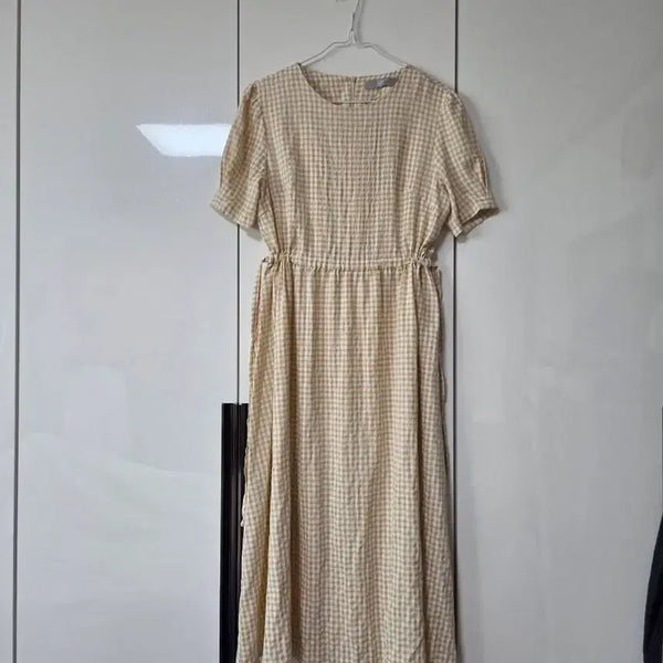 [BUNJANG] 8seconds Yellow Checkered Midi Dress / 8세컨즈 체크무늬 원피스 옐로우
