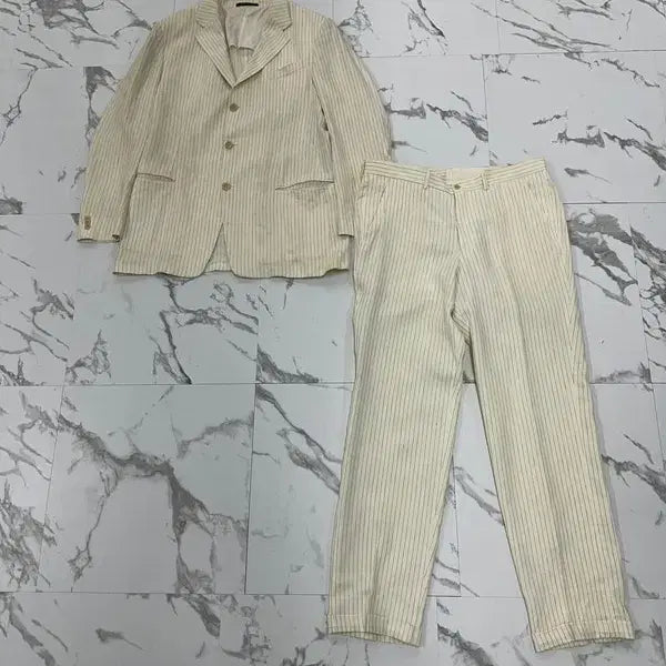 [BUNJANG] Giorgio Armani Collezione Striped Three-Button Suit Setup / 아르마니 꼴레지오니 스트라이프 쓰리버튼 수트 셋업
