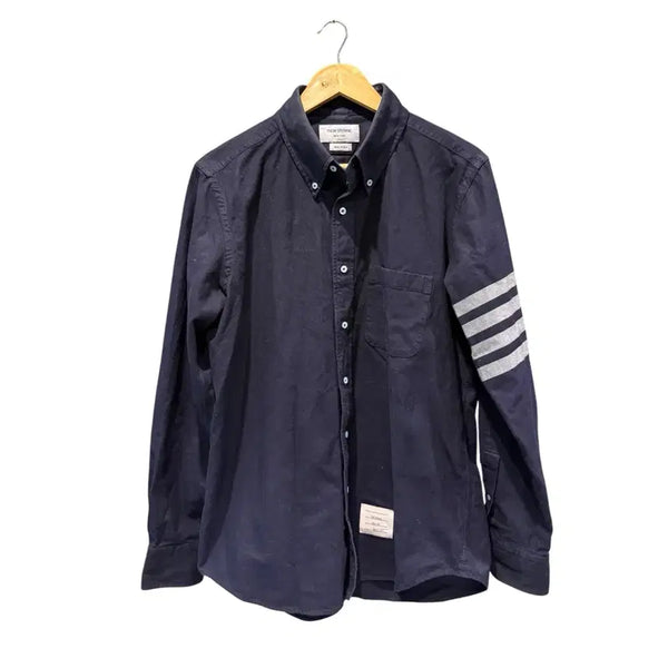 [BUNJANG] Thom Browne Striped Armband Navy Shirt Size 3 / 3 / 톰브라운 사선 완장 네이비 셔츠
