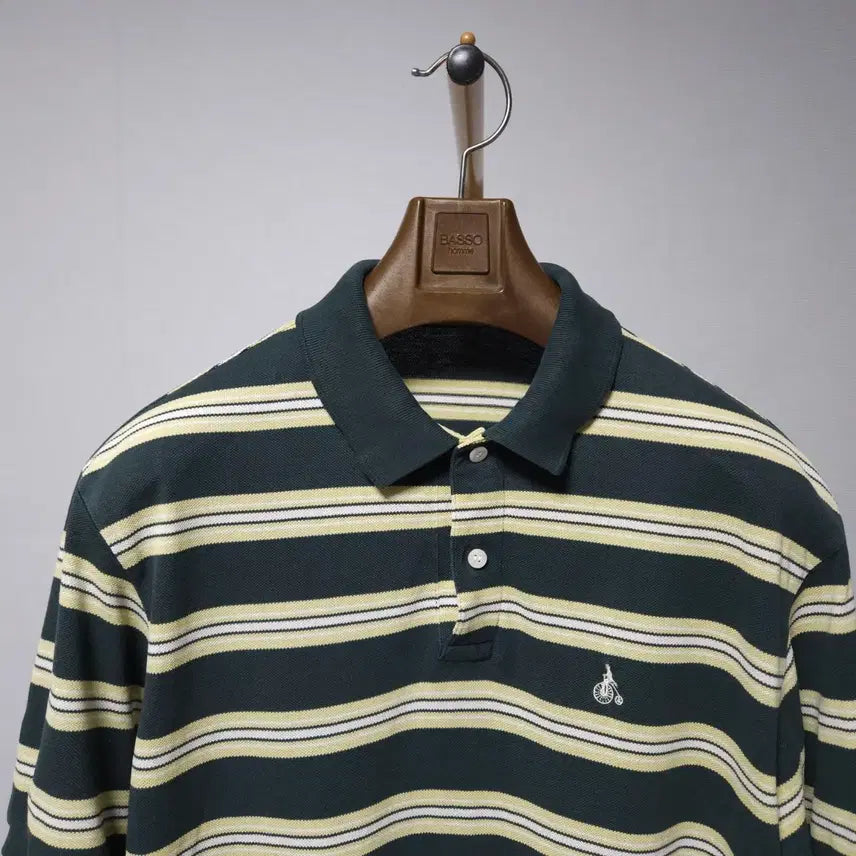 [BUNJANG] Beanpole Men's Striped Short Sleeve Polo Shirt / 95 ) 빈폴 남성 스트라이프 반팔 카라티