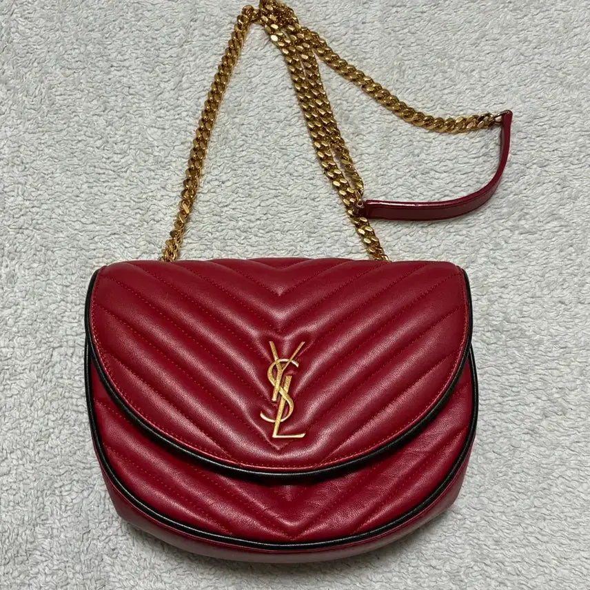 [BUNJANG] Saint Laurent Quilted Bubble Chain Crossbody Bag Red / (정품)생로랑 퀼팅 버블 체인 크로스백 레드