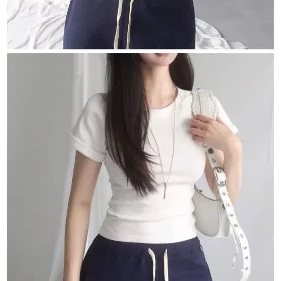 [BUNJANG] Holly Rolled Sleeve Bio-Washed T-Shirt White Size 2 / (새거) holly 홀리 반팔 치프 바이오워싱 티셔츠