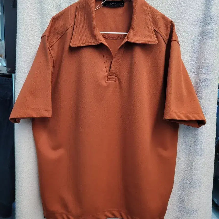 [BUNJANG] Il Corsaro Men's Basic Collar Short Sleeve Shirt Brown / 일꼬르소 카라 반팔 셔츠 남성 95