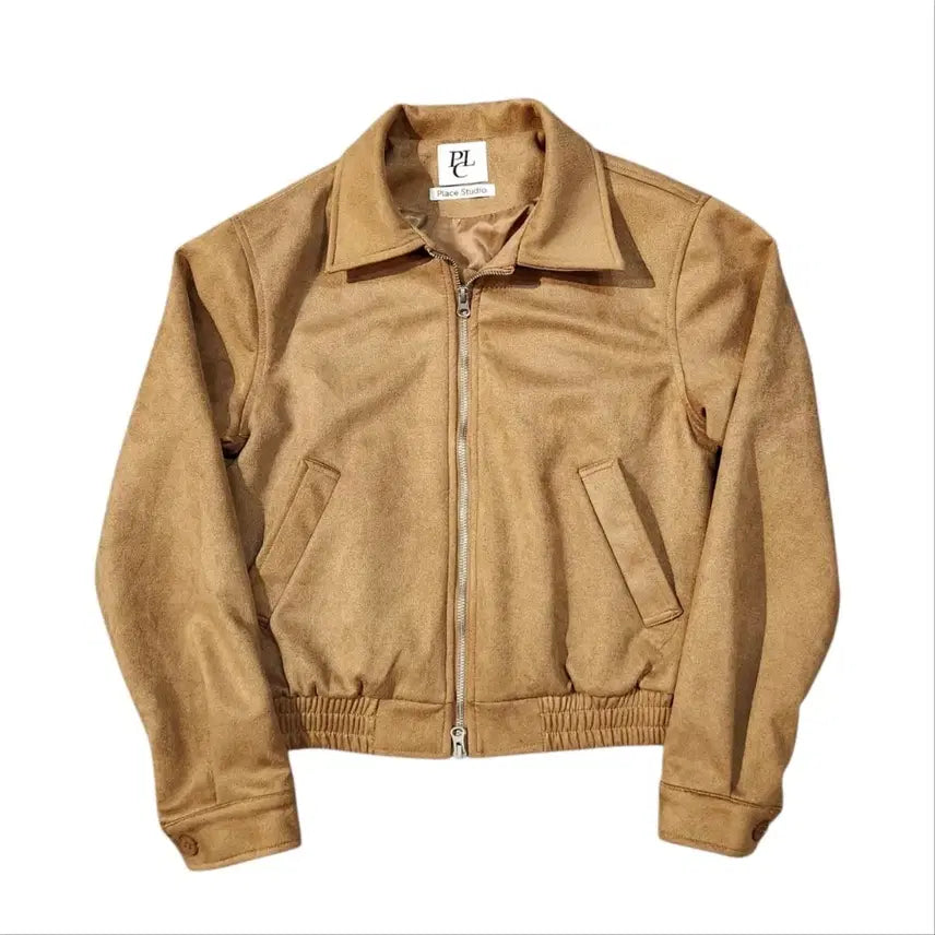 [BUNJANG] PLACE STUDIO Suede Bomber Jacket Beige OS / 플레이스 스튜디오 스웨이드 봄버 자켓 베이지