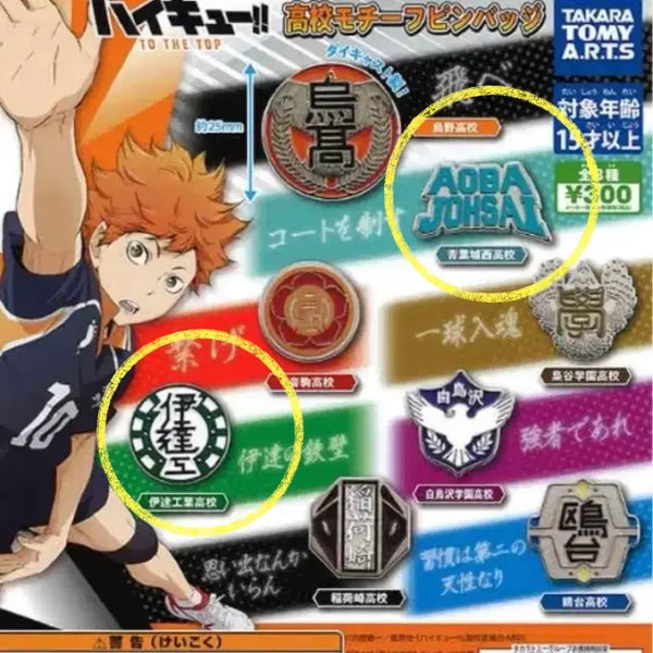 [BUNJANG] Haikyu!! Aoba Johsai & Date Tech High Set Badges / 하이큐 뱃지 가챠 아오바조사이 다테공고 일괄