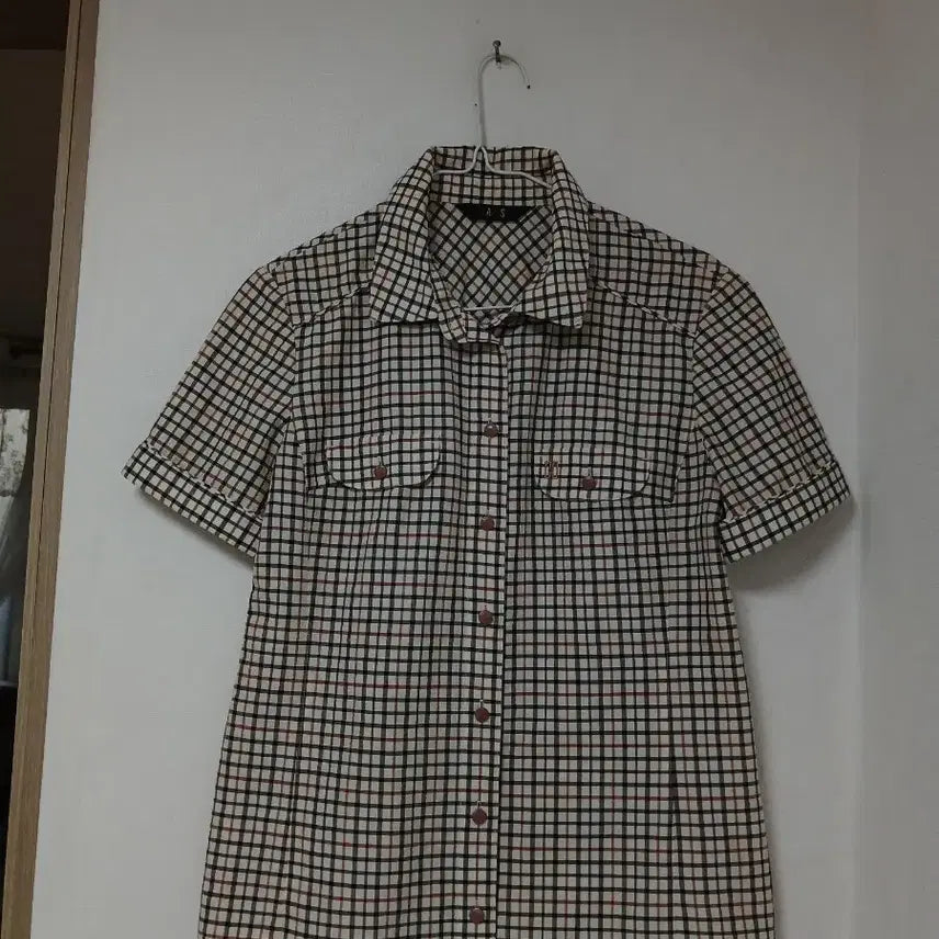 [BUNJANG] Daks Check Short Sleeve Shirt 95 / 닥스 체크 반팔 셔츠 95
