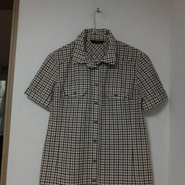 [BUNJANG] Daks Check Short Sleeve Shirt 95 / 닥스 체크 반팔 셔츠 95