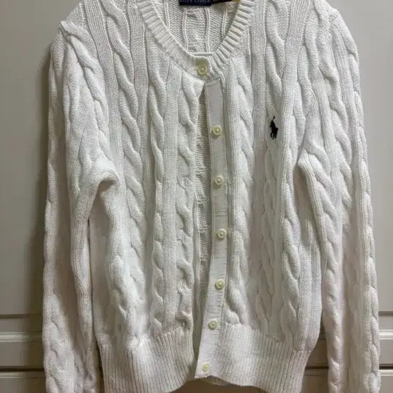 [BUNJANG] Polo Ralph Lauren Cable Knit Cardigan White Women's / 폴로랄프로렌 꽈배기가디건 화이트 여성