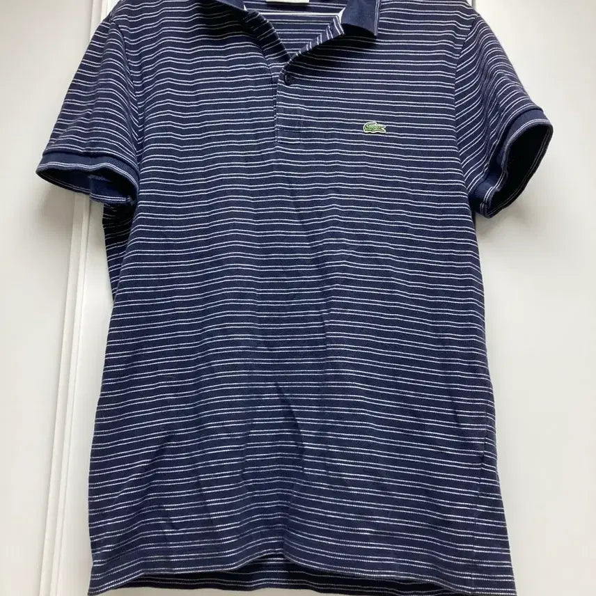 [BUNJANG] Lacoste Navy Stripe Polo Shirt - Size S / 라코스테 카라티 네이비 스트라이프 s사이즈