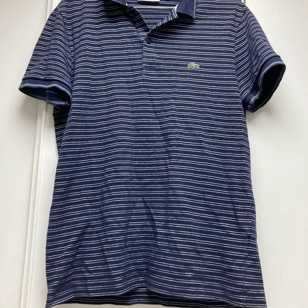 [BUNJANG] Lacoste Navy Stripe Polo Shirt - Size S / 라코스테 카라티 네이비 스트라이프 s사이즈