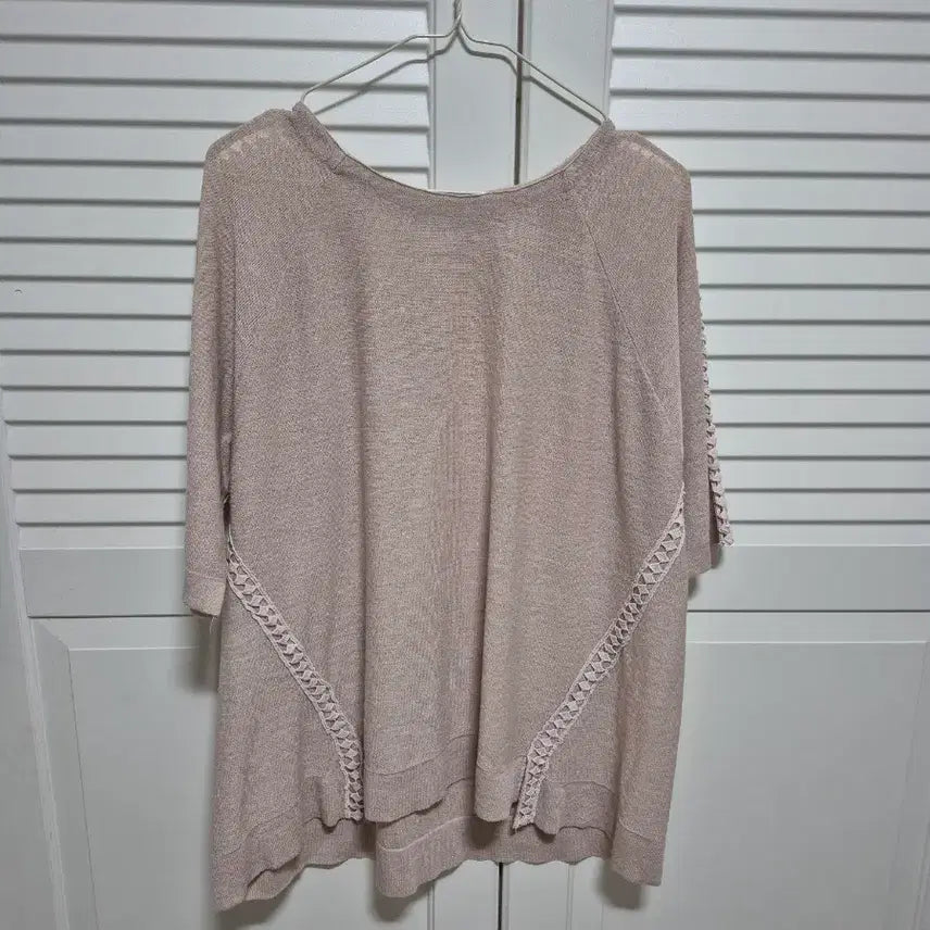 [BUNJANG] Summer Lace Knit T-Shirt Beige / 반팔 여름 레이스 니트티 베이지