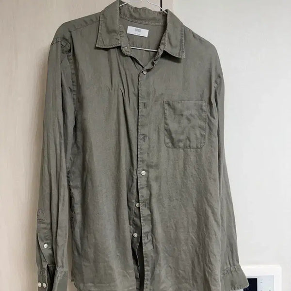 [BUNJANG] Uniqlo Linen Khaki Shirt / [L] 유니클로 린넨 카키 셔츠