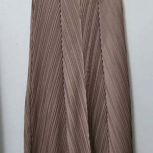 [BUNJANG] Pleated Long Dress - Brown / 플리츠 롱원피스 브라운