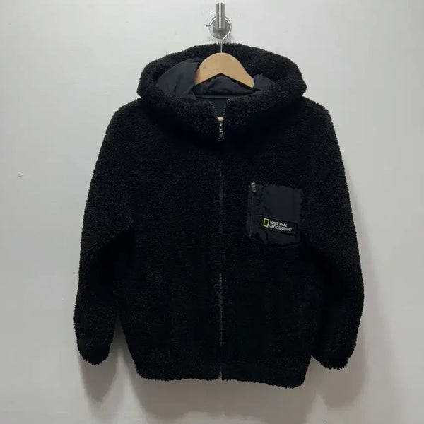 [BUNJANG] National Geographic Black Fleece Hooded Zip-up M / 내셔널지오그래픽 플리스 후드집업 블랙 M
